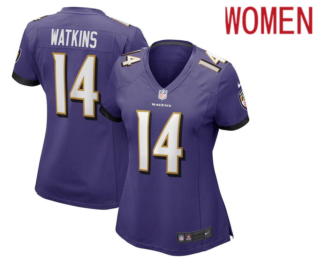 Women Baltimore Ravens #14 Sammy Watkins Nike Purple Game NFL Jersey